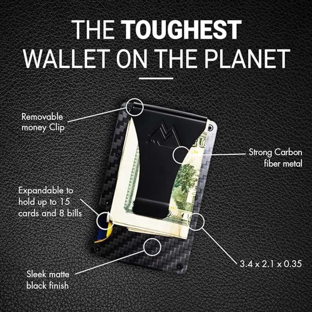 New Minimalist Slim RFID Metal Black Wallet, Credit Card Holder & Money Clip - Picture 4 of 6